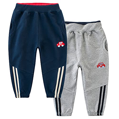 TOKYMOON 2er Pack Kinder Jogginghose Jungen Baumwolle Sweathose Dinosaurier Karikatur Gedruckt Hosen Kinder Sporthose Jogger Hose Jogger Pants 1-7 Jahre Wagen 2 110 von TOKYMOON
