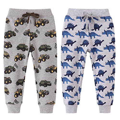 TOKYMOON 2er Pack Kinder Junge Sweathose Kids Karikatur Drucken Sporthose Jogger Pants Hose Babyhose Warm Jogginghose Jungen Mädchen Jogginghose Baumwolle Kinder Sweathose Blau+Gelb 110 von TOKYMOON