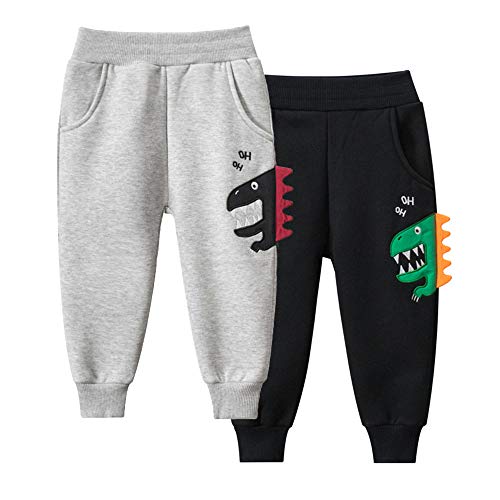 TOKYMOON 2er Pack Kinder Junge Sweathose Kids Karikatur Drucken Sporthose Jogger Pants Hose Babyhose Warm Jogginghose Jungen Mädchen Jogginghose Baumwolle Kinder Sweathose Dinosaurier 1 116-122 von TOKYMOON