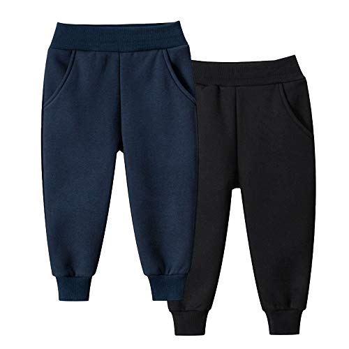 TOKYMOON 2er Pack Kinder Junge Sweathose Kids Karikatur Drucken Sporthose Jogger Pants Hose Babyhose Warm Jogginghose Jungen Mädchen Jogginghose Baumwolle Kinder Sweathose Dunkelblau + Schwarz 110 von TOKYMOON