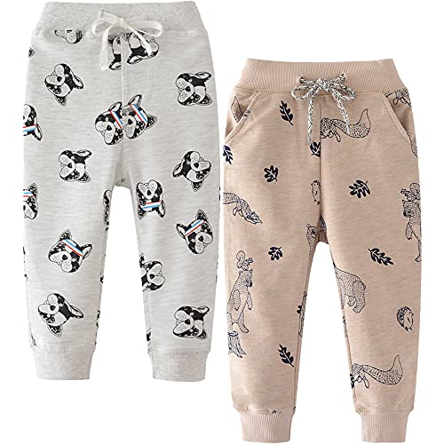 TOKYMOON 2er Pack Kinder Junge Sweathose Kids Karikatur Drucken Sporthose Jogger Pants Hose Babyhose Warm Jogginghose Jungen Mädchen Jogginghose Baumwolle Kinder Sweathose Hund 104-110 von TOKYMOON