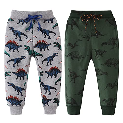 TOKYMOON 2er Pack Kinder Junge Sweathose Kids Karikatur Drucken Sporthose Jogger Pants Hose Babyhose Warm Jogginghose Jungen Mädchen Jogginghose Baumwolle Kinder Sweathose Rot+Blau 140 von TOKYMOON