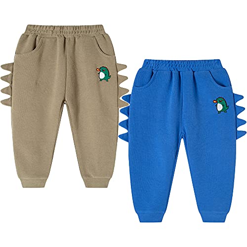 TOKYMOON 2er Pack Kinder Jungen Jogginghose Dinosaurier Sweathose Baumwolle Baby Jungen Warm Jogger Hose Sporthose Freizeithose Jungen Jogginghose Baumwolle Kinder Sweathose Blau Dinosaurier 100 von TOKYMOON