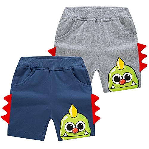 TOKYMOON 2er Pack Kinder Sweat Shorts Kurze Hose Sommer Sporthosen Shorts für Kinder Sommer Kurze Hosen Dinosaurier Baumwolle Sommershorts Casual Shorts Dinosaurier 2 98-104 von TOKYMOON