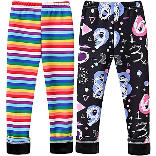 TOKYMOON 2er Pack Mädchen Leggins Kinder Mädchen Gefütterte Leggings Herbst Winter Warm Hose Thermohose Warme Leggings Gefüttert Hosen Warme Fleece Kinder Hosen Nummer 140 von TOKYMOON