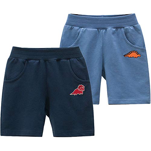 TOKYMOON 2er Pack Shorts Jungen Sommer Leichte Beiläufig Sports Training Hose Kinder Sweat Shorts Mädchen Jungen Kurze Hose Sommer Sporthosen Kindershorts Armeeblau + Edelblau 100 von TOKYMOON