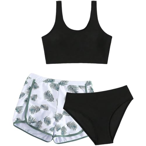 TOKYMOON 3 Stück Kinder Mädchen Bikini Bademode Set Bikini Oberteil Triangel Bikinihose mit Shorts Sommer Strand Schwimmanzug von TOKYMOON