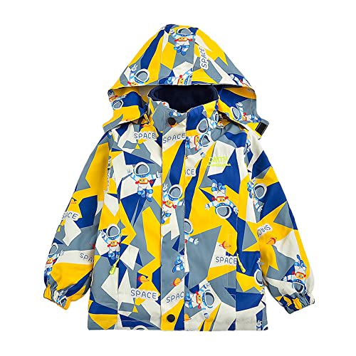 TOKYMOON 3-in-1Kinderjacke wasserdichte Regenjacke Winterjacke mit versiegelten Nähten und Abnehmbarer Kapuze Stretch Bündchen Jungen Gefütterte Outdoorjacke Wanderjacke Kinder Jacke Gelb 130 von TOKYMOON