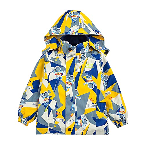 TOKYMOON 3-in-1Kinderjacke wasserdichte Regenjacke Winterjacke mit versiegelten Nähten und Abnehmbarer Kapuze Stretch Bündchen Jungen Gefütterte Outdoorjacke Wanderjacke Kinder Jacke Gelb 160 von TOKYMOON