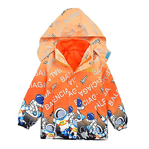 TOKYMOON 3-in-1Kinderjacke wasserdichte Regenjacke Winterjacke mit versiegelten Nähten und Abnehmbarer Kapuze Stretch Bündchen Jungen Gefütterte Outdoorjacke Wanderjacke Kinder Jacke Orange 130 von TOKYMOON