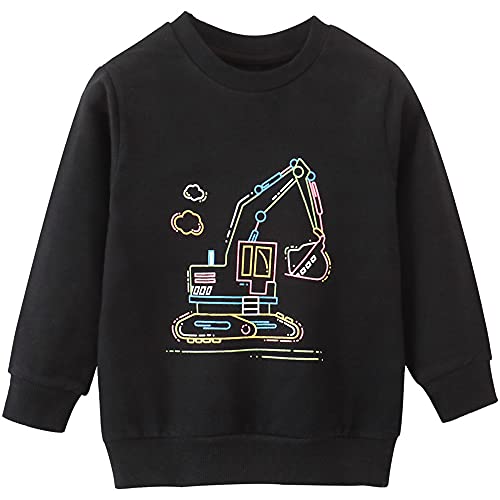 TOKYMOON Baby Jungen Sweatshirt Kinder Jungen Langarm Baumwolle Kinder Pullover Warme T-Shirt Langarmshirt für Jungen Streetwear Activewear 1-7 Jahre Bagger 86-92 von TOKYMOON