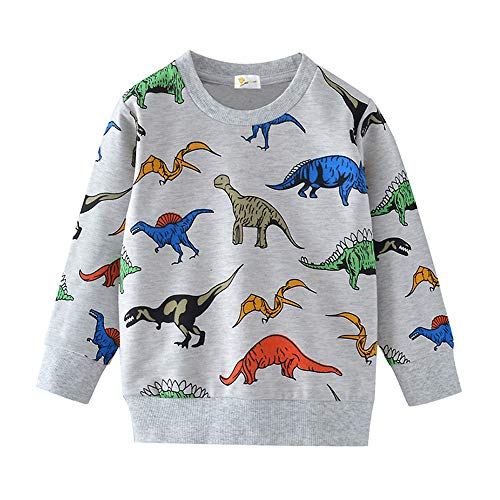 TOKYMOON Baby Jungen Sweatshirt Kinder Warme Pullover Jumper Oberbekleidung 1-7 Jahre Dinosaurier Pullover Digger T-Shirt Langarmshirt für Jungen Langarm Top Sweat Streetwear Dinosaurier 134 von TOKYMOON