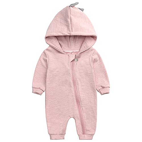 TOKYMOON Baby Kleidung Jungen Mädchen Strampler Neugeborenen Overall Spieler mit Kapuze Strampler Spielanzug Baumwolle Langarm Baby Outfits Unisex Kleinkinder Jumpsuits 6-9 Monate Rosa Dinosaurier von TOKYMOON