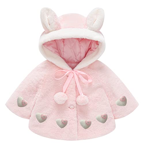 TOKYMOON Baby Mädchen Kunstpelz Mantel Jacke Cape Mantel Poncho Mädchen Kinder Cloak Mantel Umhang Nette Warm Pullover Kleidung Hoodie Outwear Fleece Wintermäntel für Baby Mädchen Rosa 8 110 von TOKYMOON