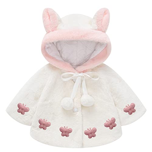 TOKYMOON Baby Mädchen Kunstpelz Mantel Jacke Cape Mantel Poncho Mädchen Kinder Cloak Mantel Umhang Nette Warm Pullover Kleidung Hoodie Outwear Fleece Wintermäntel für Baby Mädchen Weiß1 80 von TOKYMOON