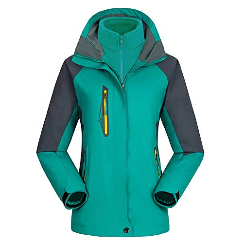 TOKYMOON Damen 3-in-1 Jacke Wasserdicht Fleece Gefüttert Kapuzenmantel für Winter Outdoor Ski Sports Wasserdicht Winddicht Atmungsaktiv Winterjacke mit Kapuze Abnehmbare Outdoor Jacke (M, Grün) von TOKYMOON