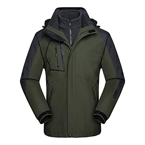 TOKYMOON Herren Skijacke Atmungsaktiv Warm Gefüttert Winterjacke mit Abnehmbarer Kapuze Snowboardjacke Wasserdicht Outdoorjacke Warm Outdoorjacke Wasserdicht Softshelljacke (5XL, Armeegrün) von TOKYMOON