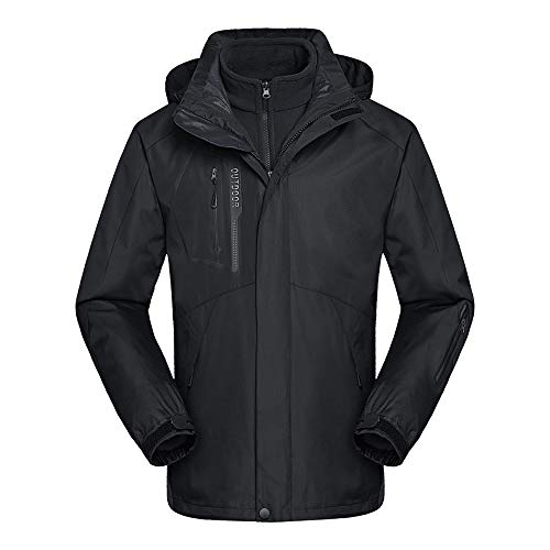 TOKYMOON Herren Skijacke Atmungsaktiv Warm Gefüttert Winterjacke mit Abnehmbarer Kapuze Snowboardjacke Wasserdicht Outdoorjacke Warm Outdoorjacke Wasserdicht Softshelljacke (5XL, Schwarz) von TOKYMOON