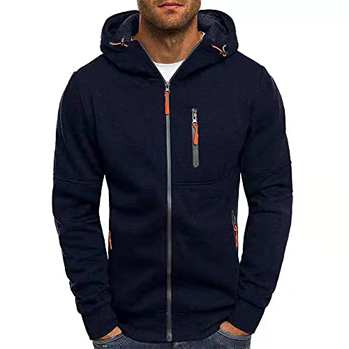 TOKYMOON Hoodie Herren Kapuzenpullover mit Reißverschluss Sweatshirt Sweatjacke Pullover Herren Zip up Langarm Hoodie mit Kapuze Casual Fitness Sport Kapuzenjacke Kapuzenpulli Dunkelblau 3XL von TOKYMOON