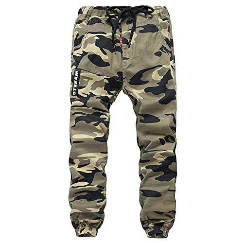 TOKYMOON Hosen für Jungen Kinder Junge Cargo Jogginghose Jogginghose Camouflage Kinder Cargohose mit Gummizug Camouflage Hosen Cargo Hose für Jungen Kinder Sporthose Gelb 164-170 von TOKYMOON