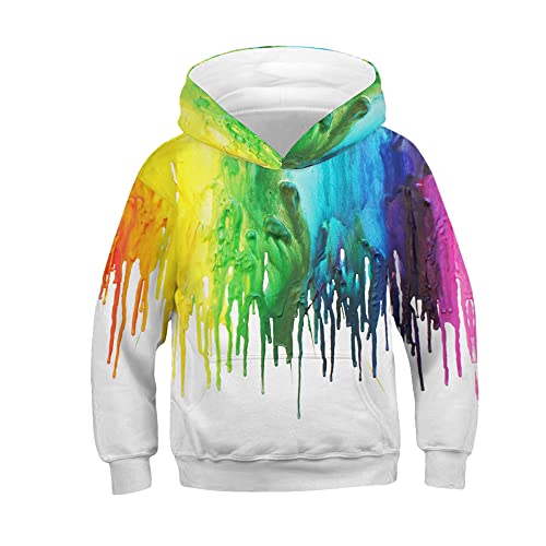 TOKYMOON Jungen 3D Kapuzenpullover Sportlich Unisex Kinder Hoodie 3D Lustig Gedruckt Kapuzenpullover Langarm Pullover Hoodies Sweatshirt für Jungen Mädchen mit Tasche Alter 4-16 Farbe 116-122 von TOKYMOON