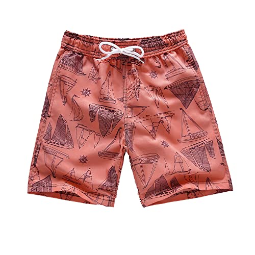 TOKYMOON Jungen Badehose Kinder Gemustert Badeshorts Schnelltrocknend Badehose Jungen Sommer Badeshorts 3D Druck Badehosen mit Netzfutter Sommer Strand Kurze Hose 3-14 Jahre Segelboot 5-6 Jahre von TOKYMOON