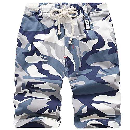 TOKYMOON Jungen Camouflage Shorts Cargo Shorts Kinder Sommer Bermuda Kurze Hosen Freizeithose Jungen Shorts Camouflage Kinder Kurze Hosen mit Gummizug Blau 122-128 von TOKYMOON