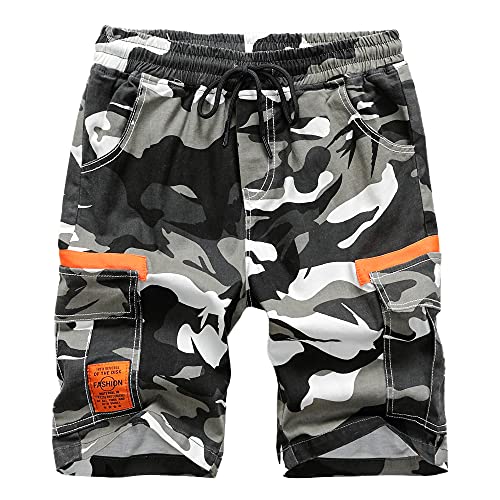 TOKYMOON Jungen Camouflage Shorts Cargo Shorts Kinder Sommer Bermuda Kurze Hosen Freizeithose Jungen Shorts Camouflage Kinder Kurze Hosen mit Gummizug Grau 122-128 von TOKYMOON