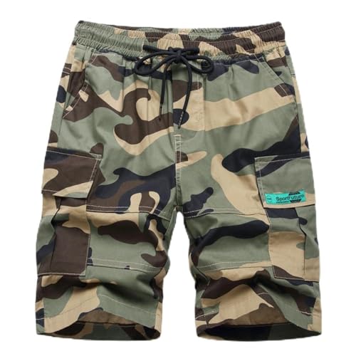 TOKYMOON Jungen Camouflage Shorts Cargo Shorts Kinder Sommer Bermuda Kurze Hosen Freizeithose Jungen Shorts Camouflage Kinder Kurze Hosen mit Gummizug Grün 160 von TOKYMOON