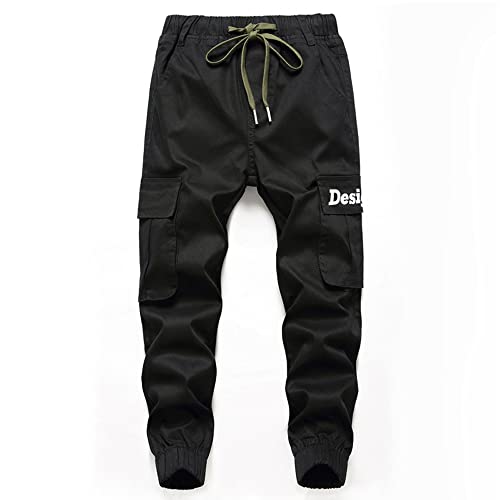 TOKYMOON Jungen Funktionshose Cargo Jogginghose Outdoor Jungen Jogger Hose Kinder Cargohose Jogginghose mit Gummizug Kinder Jungen Cargohose Jogginghose mit elastischem Bund Schwarz 1 170 von TOKYMOON