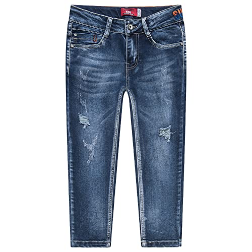 TOKYMOON Jungen Jeanshosen Jungen Regular Fit Jeans Kinder Denim Zerrissene Jeanshosen Jungen Skinny Jeanshosen mit Verstellbarem Bund Stretch Denim Jeans Kinder Blau 1 130 von TOKYMOON