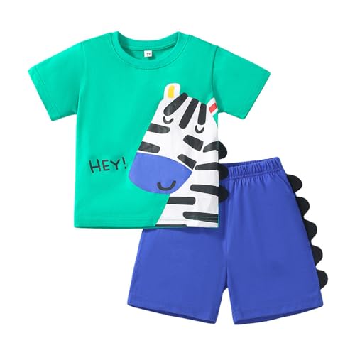 TOKYMOON Jungen Short Shirt Set Kleinkind Kinder Outfit 2 Stck Schlafanzug Jungen Kurzarm Kinder Pyjama Set Zweiteiliger Nachtwäsche Shorty Sommer Bekleidungsset 2-7 Jahre T Shirt Zebra 4Y von TOKYMOON
