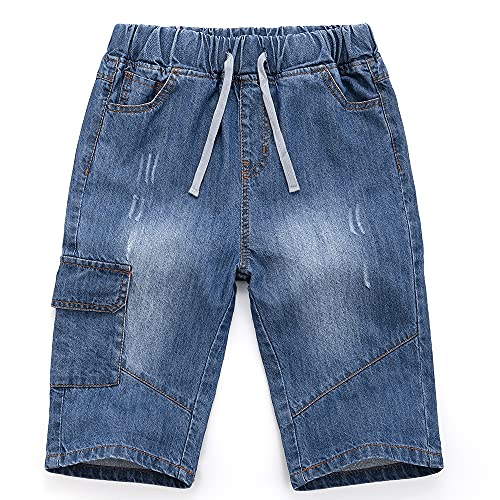 TOKYMOON Jungen Shorts Kinder Jungen Kurze Hosen Kinder Jungen Jeans Shorts Kurze Hose Kinder Sommer Jeanshose Jeansshorts mit aufgerolltem Saum und Gummizug Blau 2 110 von TOKYMOON