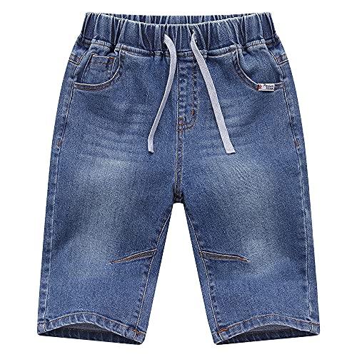 TOKYMOON Jungen Shorts Kinder Jungen Kurze Hosen Kinder Jungen Jeans Shorts Kurze Hose Kinder Sommer Jeanshose Jungen Jeans Shorts Kinder Stretch Kurze Regular Fit mit Gummibund Blau 2 140 von TOKYMOON