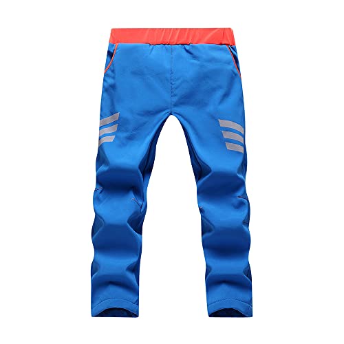 TOKYMOON Jungen Softshellhose Kinder Softshellhose Gefüttert Skihose mit Reflektor Thermohose Wasserdicht Winter Schneehose Atmungsaktiv Warm Hose Mädchen Wanderhose Outdoorhose Blau XXL von TOKYMOON