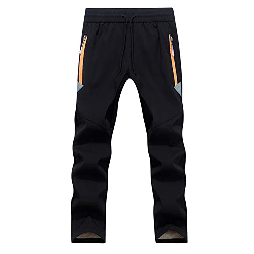 TOKYMOON Jungen Softshellhose Kinder Softshellhose Gefüttert Skihose mit Reflektor Thermohose Wasserdicht Winter Schneehose Atmungsaktiv Warm Hose Mädchen Wanderhose Outdoorhose Schwarz A XXL von TOKYMOON