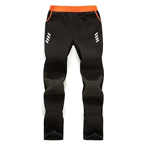 TOKYMOON Jungen Softshellhose Kinder Softshellhose Gefüttert Skihose mit Reflektor Thermohose Wasserdicht Winter Schneehose Atmungsaktiv Warm Hose Mädchen Wanderhose Outdoorhose Schwarz B L von TOKYMOON