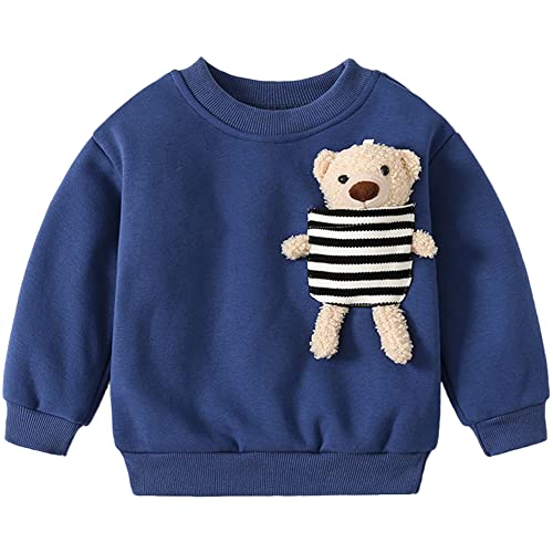 TOKYMOON Jungen Sweatshirt Kinder Dinosaurier Pullover Digger T-Shirt Langarmshirt für Jungen Langarm Top Sweat Streetwear Tops Mädchen T-Shirts Pullover Lange Ärmel Shirt Blauer bär 130 von TOKYMOON