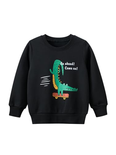 TOKYMOON Jungen Sweatshirt Kinder Dinosaurier Pullover Rundhals Sweater Baumwolle Warme T-Shirt Langarmshirt für Jungen Sweat Streetwear Jungen Pullover Kinder Langarm T Shirts Krokodil 110 von TOKYMOON