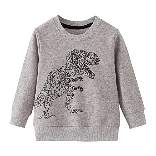 TOKYMOON Jungen Sweatshirt Kinder Warme Pullover Baumwolle Activewear Kinder Dinosaurier Pullover Digger T-Shirt Langarmshirt für Kinder Jungen Sweatshirt Pullover 1-7 Jahre Dino 122-128 von TOKYMOON