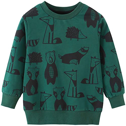 TOKYMOON Jungen Sweatshirt Kinder Warme Pullover Baumwolle Activewear Kinder Dinosaurier Pullover Digger T-Shirt Langarmshirt für Kinder Jungen Sweatshirt Pullover 1-7 Jahre Dunkelgrün 4T von TOKYMOON