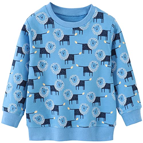 TOKYMOON Jungen Sweatshirt Kinder Warme Pullover Baumwolle Activewear Kinder Dinosaurier Pullover Digger T-Shirt Langarmshirt für Kinder Jungen Sweatshirt Pullover 1-7 Jahre Löwe 4T von TOKYMOON