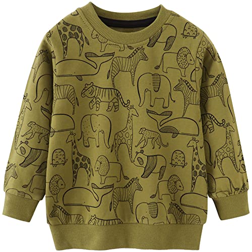 TOKYMOON Jungen Sweatshirt Kinder Warme Pullover Baumwolle Activewear Kinder Dinosaurier Pullover Digger T-Shirt Langarmshirt für Kinder Jungen Sweatshirt Pullover 1-7 Jahre Tier 4T von TOKYMOON