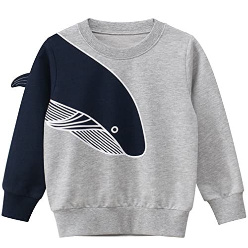 TOKYMOON Jungen Sweatshirt Kinder Warme Pullover Sweatshirt Baumwolle T-Shirt Kinder Langarmshirts Dinosaurier Kinder Sweatshirt Weihnachtspullover Top Sweat Streetwear Sweater Wal 110 von TOKYMOON