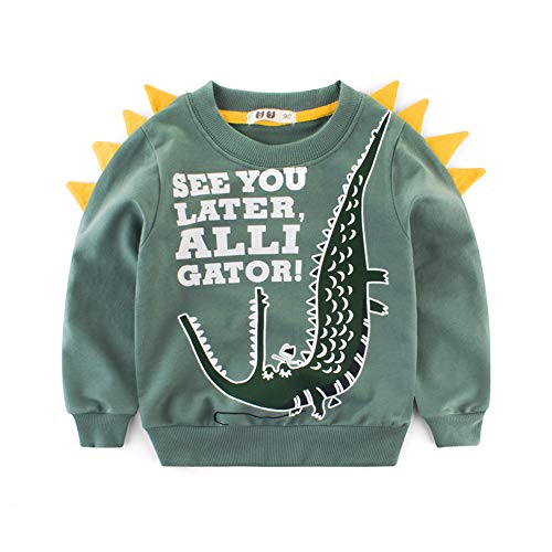 TOKYMOON Jungen Sweatshirt Pullover Baumwolle T-Shirt Kinder Langarm Shirts Dinosaurier Pullover Jungen Kinder Sweatshirt Warme Jumper Oberbekleidung Pullover T-Shirt Top Grün 130 von TOKYMOON