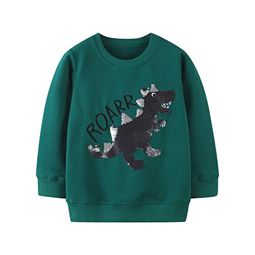 TOKYMOON Jungen Sweatshirt Pullover Baumwolle T-Shirt Kinder Langarmshirts Dinosaurier Kinder Sweatshirt Weihnachtspullover Warme Top Sweat Streetwear Oberbekleidung Dinosaurier 2 130 von TOKYMOON