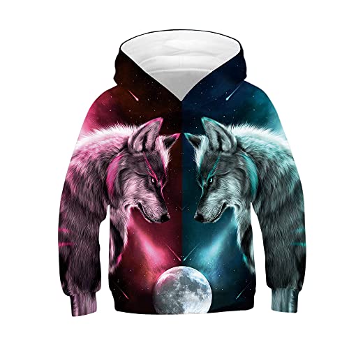 TOKYMOON Kinder 3D Kapuzenpullover Tierdruck Sweatshirt mit Tasche Unisex 3D Hoodie Kinder Mädchen Jungen Lustig Gedruckt Langarm Pulli mit Kapuzen Sweatshirt Pullover Rot+grün 152-158 von TOKYMOON