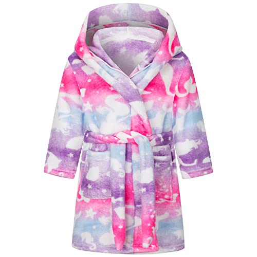 TOKYMOON Kinder Bademantel Jungen Mädchen Fleece Hoodie Roben Bademantel Kinder mit Kapuze Morgenmantel kuschelig Flauschig warmen und weichen Pyjamas Kleinkind Rosa Batikfisch 120 von TOKYMOON