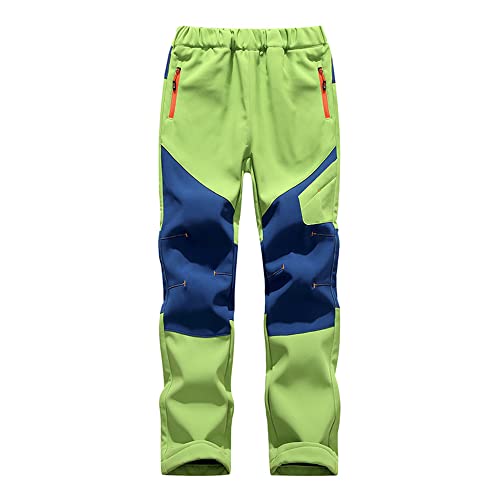 TOKYMOON Kinder Gefütterte Hose Softshellhose Winddicht Kinder Softshellhose Gefüttert Hose Wasserdicht Outdoorhose Atmungsaktiv Warm Skihose Jungen Mädchen Wanderhose Grün 170 von TOKYMOON