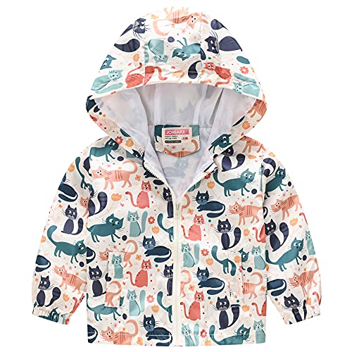 TOKYMOON Kinder Jacke Babykleidung Jungen Mädchen Sonnenschutz Jacke Winddichtes Mantel Lange Ärmel Outdoor Kinder Mäntel Jacke Trenchcoat FrüHling Coat Taschen Kapuze Katze 98-104 von TOKYMOON